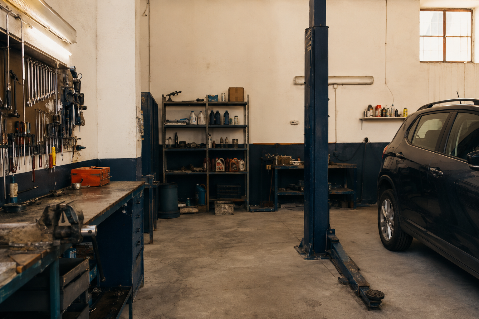 Interior de un taller mecánico